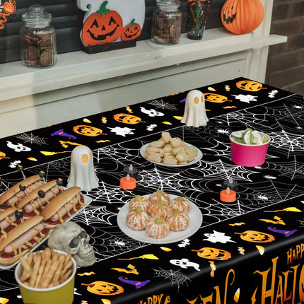 4 Pack Halloween Tablecloth 54 x 108 Inch Pumpkin Spider Web Table Cover