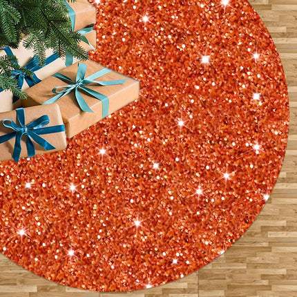 Orange Christmas Tree Skirt 21 Inch Fall Tree Skirt Sequin Velvet Tree Skirt Mini Xmas Tree Skirts Halloween Tree Decoration Glitter Christmas Tree Cover Skirt Mat for Holiday Christmas Tree Ornaments