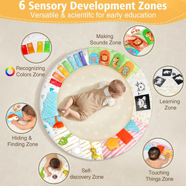 Tummy Time Mat - Comfortable Baby Floor Play Mat Activity Gym for 0-3-6-18 Months, 6 Developmental Zones - photo 2