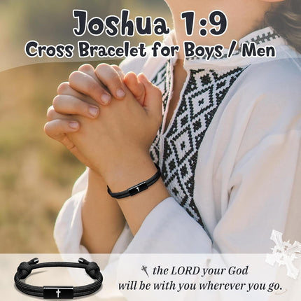 Mens Cross Bracelet as Easter Basket Stuffers for Teens, Soccer Baseball Joshua 1 9 Cross Bracelet Basketball Philippians 4:13 Accessories as Boys Easter Gifts for Sons Baptism Confirmation