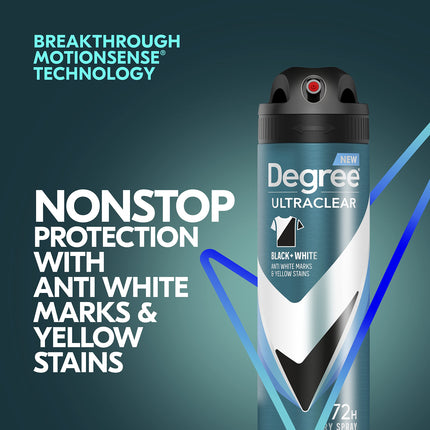 Spray antitranspirante para hombre Black + White, 3 unidades, protección contra manchas de desodorante, spray seco instantáneo, 3.8 oz