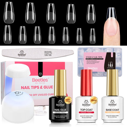 Soft Gel Nail Tips Short Almond 288pcs in 12 Sizes Etch-X