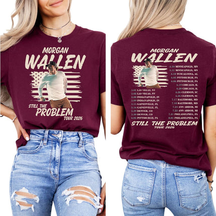 Country Music Tour Style T Shirt Vintage American Flag Print Casual Short Sleeve Concert Tee