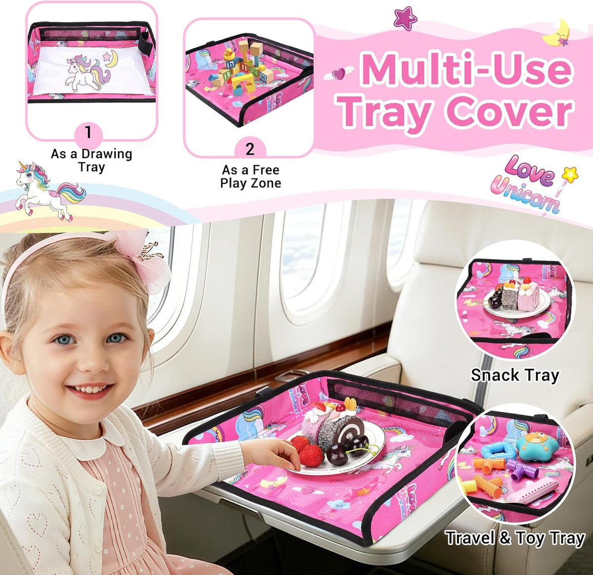 Airplane Tray Table Cover – Foldable Travel Tray Cover for Toddlers 1-3 – Universal Fit for Airplane - photo 4