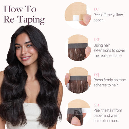 GOO GOO Tape in Hair Extensions Human Hair, 2 Dark Brown, 20inch 50g 20pcs, Skin Weft Seamless Invisible, Silky Straight with Thick Ends, Remy Human Hair