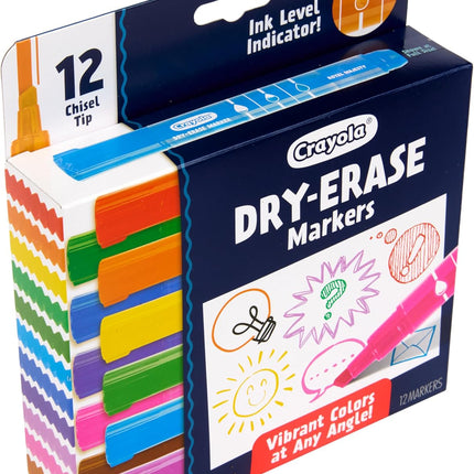 Crayola Take Note Dry Erase Markers for School (12ct) Essential Easter Basket Stuffers, Chisel Tip Whiteboard Markers, Spring Craft Supplies for Teachers, Low Odor