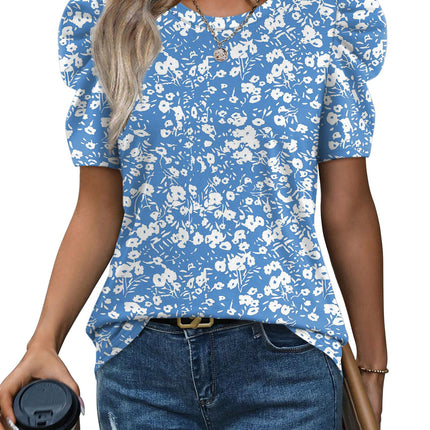 Summer Tops for Women Puff Sleeve Crewneck T Shirts Casual Blouses Spring Outfits Fashion Clothes