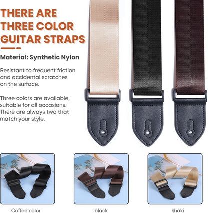 Guitar Strap 2 Pack - Adjustable Nylon Straps for Acoustic, Electric, and Bass - photo 3