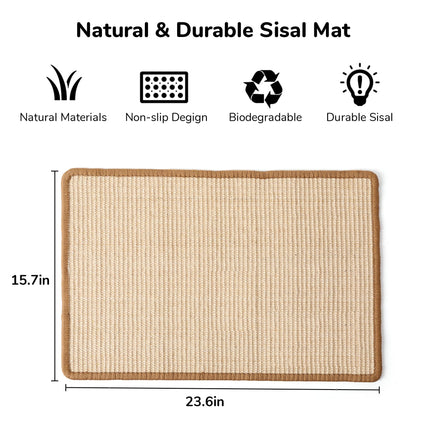 Cat Scratcher Mat, 23.6 X 15.7 Inch Natural Sisal Cat Scratch Mat