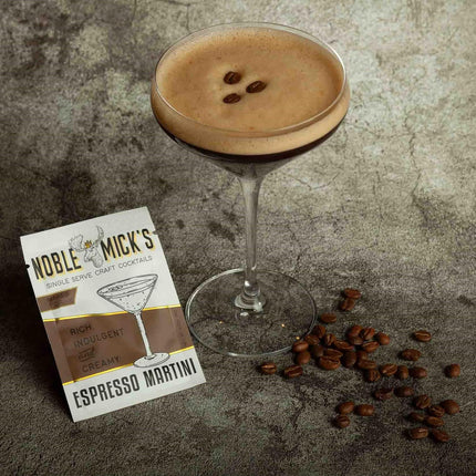 Noble Mick's Single Serve Craft Cocktails - Espresso Martini Drink Mix (Bundle of 6 Packets) - 25 Calories