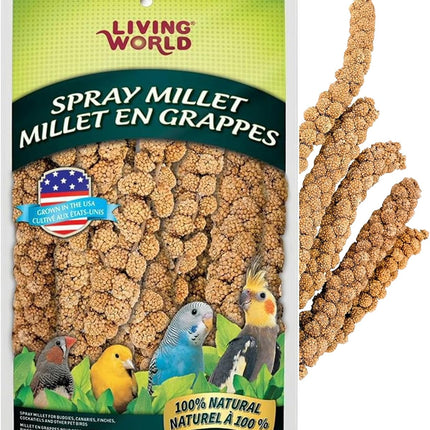 Living World - Millet Spray for Birds, 3.5 Oz – Premium Treat for Budgies, Canaries, Finches, Cockatiels and Other Pet Birds