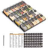 Spice Drawer Organizer with 28 Spice Jars, 386 Spice Labels, 4 Tier Seasoning Rack Tray Insert for Kitchen Drawers, 13" Wide x 17.5" Deep