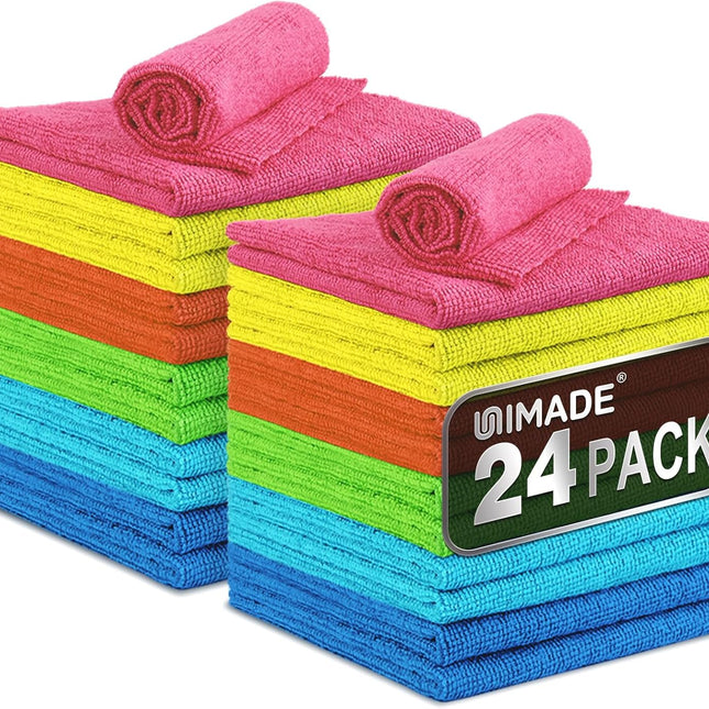 24-Pack Reusable Microfiber Cleaning Cloths, 11 x 12 in, Multicolor