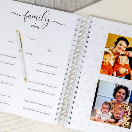 Personalized Twin Baby Memory Book - Hardcover First Year Album Customized with Babies’ Names - Prompted Baby Journal (Forest Friends)