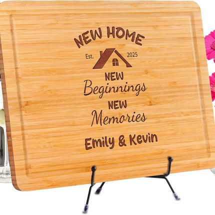 Personalized New Home Cutting Board, Engraved First Home Gift, House Warming Gifts New Home, Perfect Housewarming - Gift for Neighbor, Women, Homeowner, Family, Couple, Family, Realtor Closing Gifts