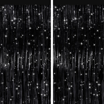 Pastel Pink Metallic Fringe Curtains 2 Pack, Tinsel Backdrop for Parties