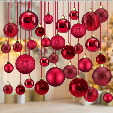 36 Pcs Christmas Balls Ornaments for Ceiling, Red, Green, Gold