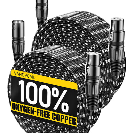 XLR Cables 25ft 2Pack, Durable Nylon Braided XLR Microphone Cable