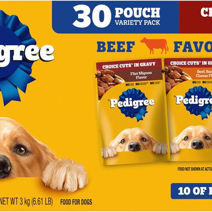 Pedigree Choice Cuts in Gravy Adult Wet Dog Food 30-Count Beef Flavor Variety Pack, 3.5 oz. Pouches