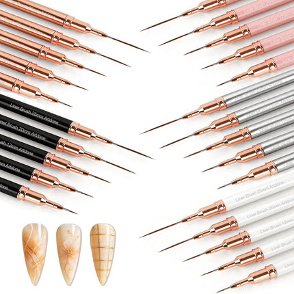 Metallic Nail Art Pens, Liner Brushes Set, 5PCS Black Nail Tools