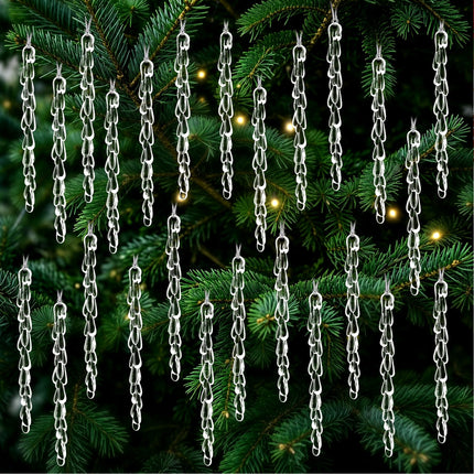 25PCS Christmas Icicle Ornaments,Acrylic Crystal Clear Icicle for Xmas Tree
