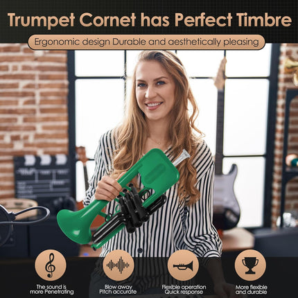 PAMPET SEA LION Professional Plastic Bb Trumpet Set for Student Beginner (Green)