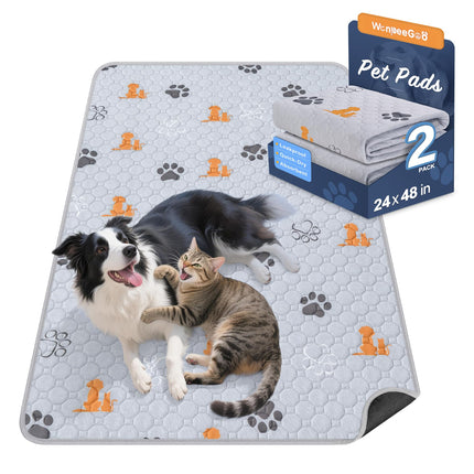Washable Pee Pads for Dogs, Waterproof, 18 x 24 in, 4 Pack, Gray