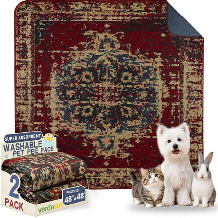 Tapetes lavables para orina de perros, tapetes reutilizables para entrenamiento de cachorros, tapetes y mat ultraabsorbentes gruesos impermeables a prueba de fugas antideslizantes para jaula, corralito, piso, crianza y entrenamiento, 2 pack 18"x24"