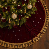 55 Inch Burgundy Christmas Tree Skirt Velvet, Round
