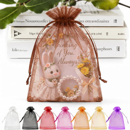 50PCS Organza Bags 5 x 7, White Small Gift Mesh Bags Drawstring Bulk