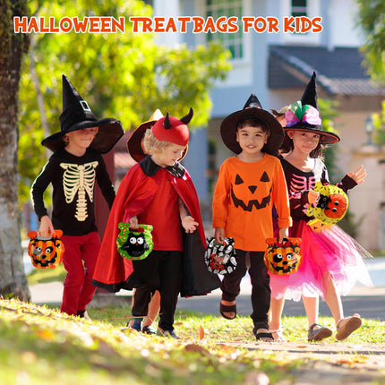 56-Pack Halloween Bags with Handles, 8 Cauldron Designs