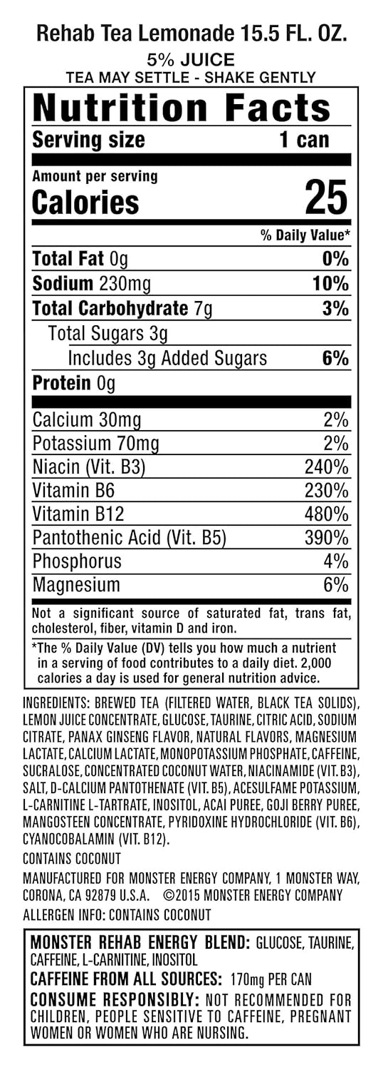 Tea + Lemonade Energy Drink, 15.5 Ounce - photo 2