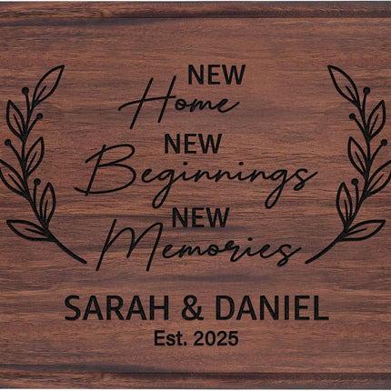 Personalized New Home Cutting Board, Engraved First Home Gift, House Warming Gifts New Home, Perfect Housewarming - Gift for Neighbor, Women, Homeowner, Family, Couple, Family, Realtor Closing Gifts
