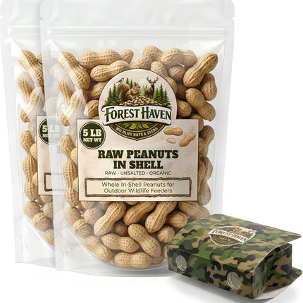 Forest Haven Premium Raw Peanuts for Squirrels – 10LB Bulk Squirrel Food – Unsalted Peanuts in Shell for Birds, Deer & Wildlife – Bonus Binoculars Included - USA Grown