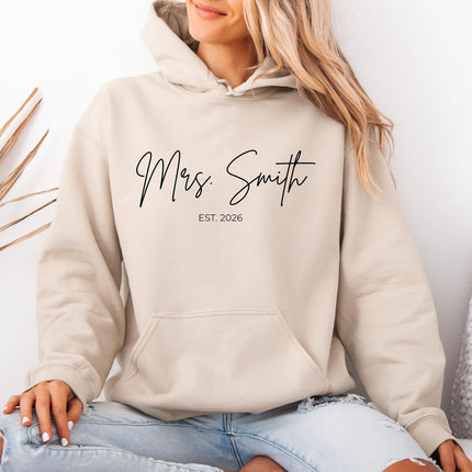 Custom Mrs Sweatshirt Personalized Bride Sweatshirt Future Mrs Shirt Hoodie for Bride Gifts Est 2026 Bridal Shower Gift Multicolor