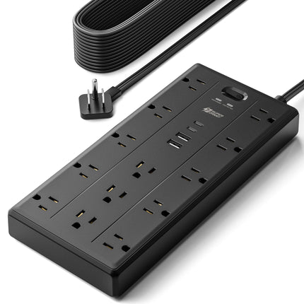 10Ft Extension Cord with Multiple Outlets, Flat Plug Power Strip - photo 12