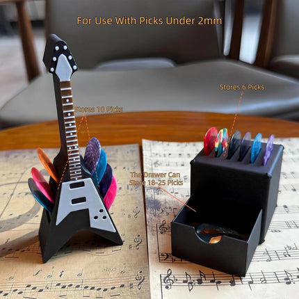 Guitar Picks Holder Box, Pick Display Holder, Amp Speaker Styled Pick Holder and V-Shaped Guitar Pick Holder, Pick Storage Box Set for Guitar Players and Music Enthusiasts