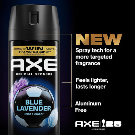 AXE Fine Fragrance Body Spray, Blue Lavender, 72H Freshness, Mint & Amber Notes, Aluminum‑Free | 2.9 oz