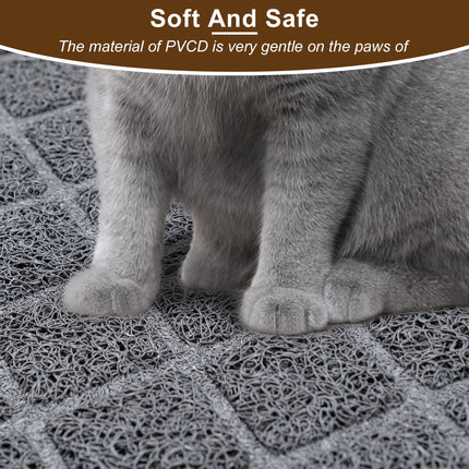Cat Litter Box Mat,23 x 14 In,Trapping Mat Premium Durable PVC Pad,Grey