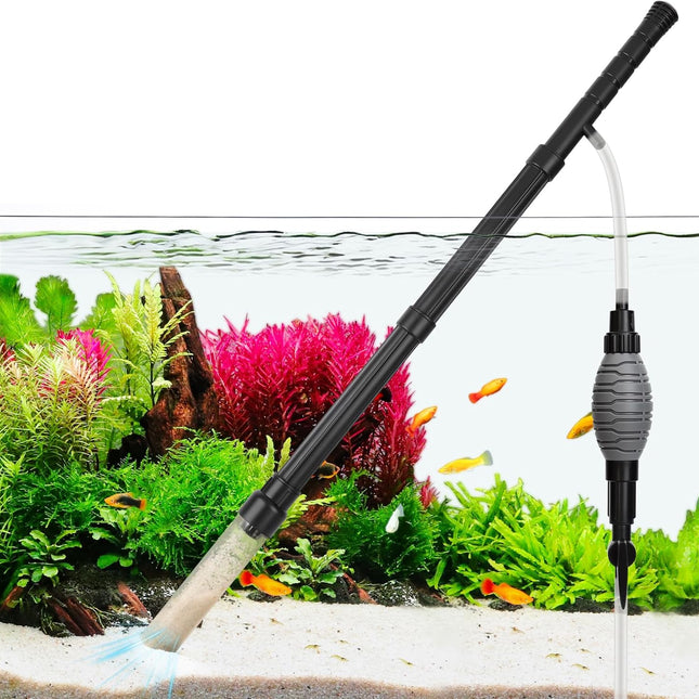 Gravel Vacuum for Aquarium Siphon - Adjustable Flow Fish Tank Cleaner with Handle, Manual Siphon Pump Water Changer