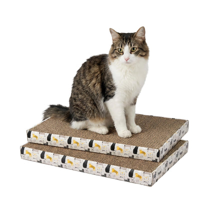 XL 3-Pack Cat Scratcher Pads – Durable Corrugated Cardboard Scratch Pads – Double-Sided for Longer Use, Cat Claw Maintenance & Furniture Protection, Cat Scratching - 10" x 18"