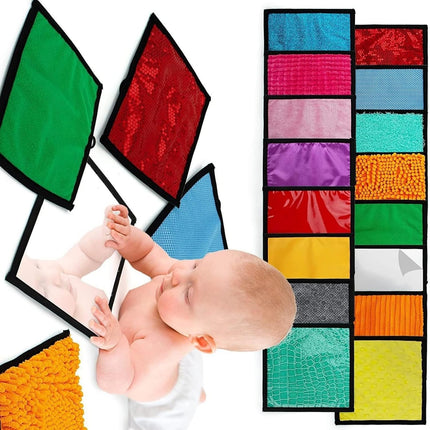 16Pcs Multi Texture Sensory Play Mat for Soft Machine Washable Activity Pad Early Development Haptic Exploration Portable Development Pad