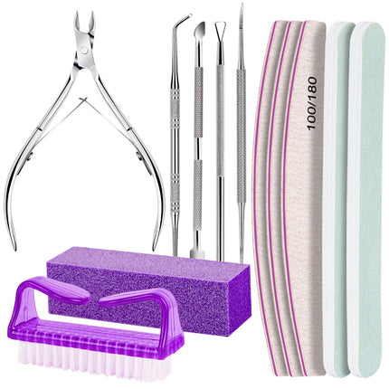 Nail Care Kit, Nail Files 100/180, Nail Buffer Block, Cuticle Nippers, Cuticle Trimmer, Cuticle Pusher, Nail Tools, Nail Kit, Pedicure & Manicure Tools, Nail Prep Kit, Manicure Kit for Women