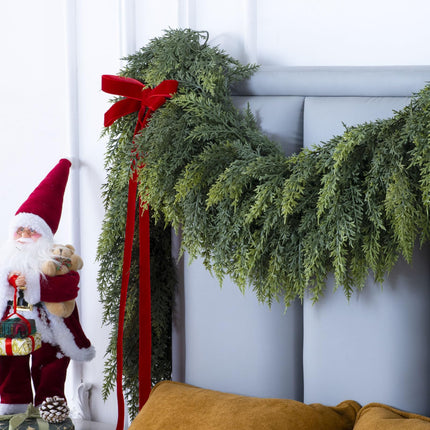 9Ft Christmas Garland,Real Touch Cedar Garland,Realistic Faux Pine Garlands