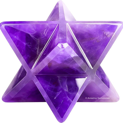 Amazing Gemstone Amethyst Merkaba Crystal - 0.75 Inches Metaphysical Merkaba Star for Meditation - Energetic Tetrahedron Crystal and Healing Stones for Spiritual Growth and Healing (15-20mm)