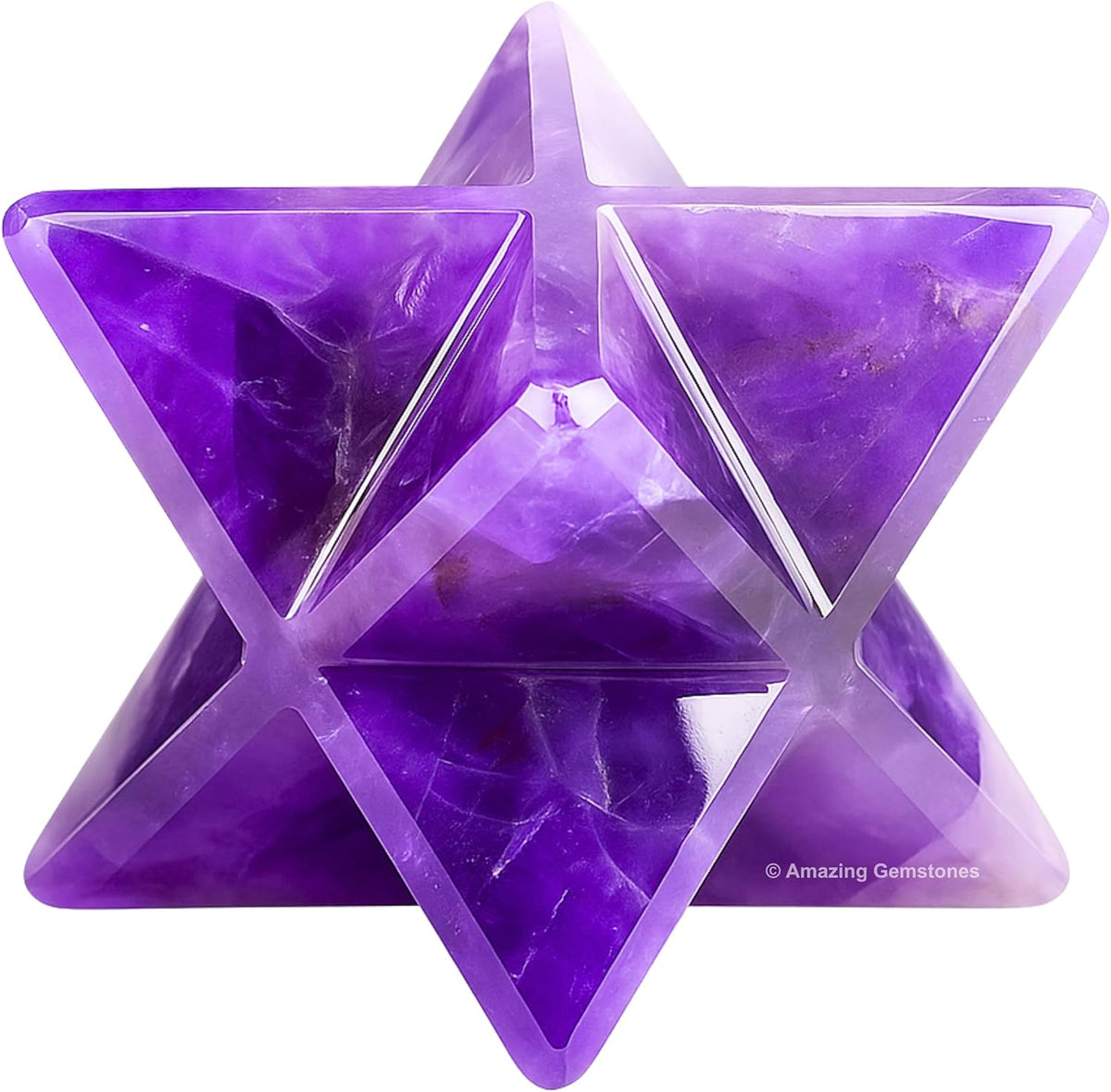 Amethyst Merkaba Crystal - 0.75 Inches Metaphysical Merkaba Star for Meditation - Energetic Tetrahedron Crystal and