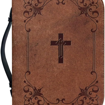 Talayituse Bible Cover for Women and Men - PU Leather Case, Bag, Tote, Book Carrying Case - Christian Accessories