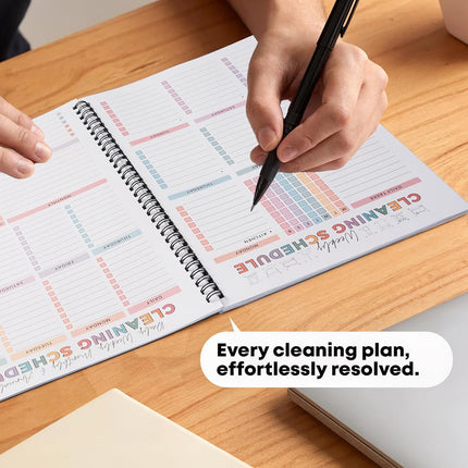 ADHD Cleaning Planner Colorful Frosted Cover - Daily Weekly Cleaning Schedule Notebook for ADHD Adults Kids, Tear-Resistant Bleed-Proof