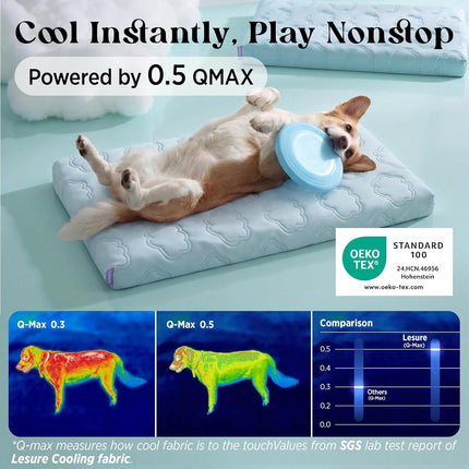 LE SURE Cooling Dog Bed, XL Q-Max>0.5 Cooling Mat with Removable Washable Cover, Breathable Orthopedic Egg Crate Foam Non-Slip Summer Pad for Extra Large Active/Senior/Long-Haired Pets, 41x27 Inch