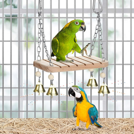 Parrot Swing & Perch Toys for Bird Cages - Hanging Hammock, Climbing Ladder, Standing Perch | Fits Budgerigars, Conures, Cockatiels, Lovebirds, Canaries & Small to Medium Birds